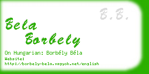 bela borbely business card